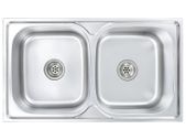 Kitchen Sink Double Basin with Strainer & Trap Stainless Steel