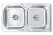 Kitchen Sink Double Basin with Strainer &amp; Trap Stainless Steel