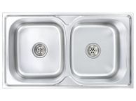 main image for ad Kitchen Sink Double Basin with Strainer &amp; Trap Stainless Steel