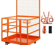 Forklift Safety Cage Work Platform 109 x 114.3 cm 635 kg w/ Wheels for Aerial