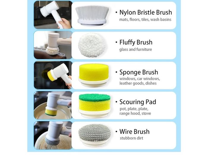 Electric Cleaning Brush, Electric Spin Scrubber With 3 Brush Heads, Automatic Cleaning Kit for Bathroom Bathtub, Kitchen, Tile, Window, Tub, Dish, Sink