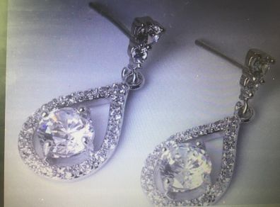 18kt White Gold Filled Drop Style Earrings
