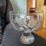 Vintage footed etched glass bowl with floral design Image 8