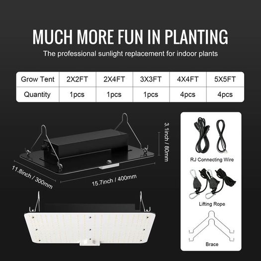 LED Grow Light 50W Full Spectrum Dimmable, High Yield Samsung 2B1B Diodes Growing Lamp for Indoor Plants Seedling Veg and Bloom Greenhouse Growing