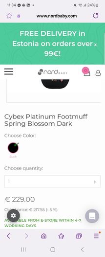 Cybex footmuff in spring blossom.