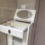 Bathroom storage in white. Image 3