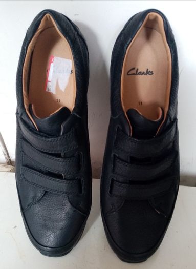 Clarks Velcro Fastening Mens Black Shoes