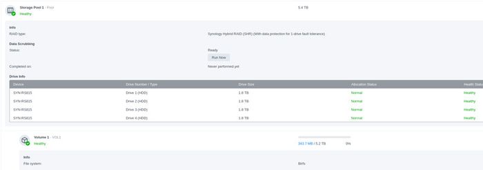 Synology RackStation RS815+ NAS + 4x2TB WD Red