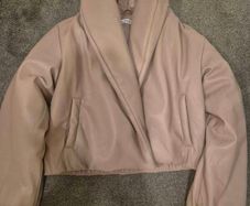 Miss Selfridge Faux leather shawl jacket