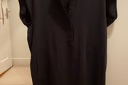 Cos style black tunic dress with buttons, 2 pockets and short sleeves