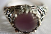Vintage 925 sterling silver rose quartz &amp; beryl ring 3,58g size P1/2