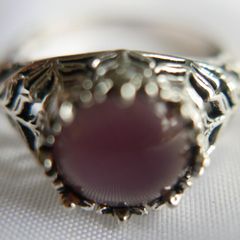 Vintage 925 sterling silver rose quartz & beryl ring 3,58g size P1/2