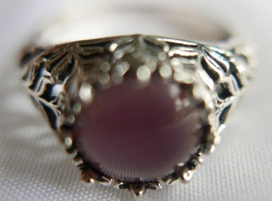 Vintage 925 sterling silver rose quartz & beryl ring 3,58g size P1/2