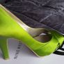 Green Nine West Size 6 satin peep toe debs party shoes Image 3