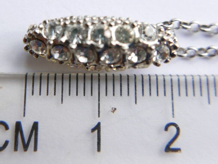 Vintage 925 Sterling Silver Necklace with Crystal-Embellished Pendant