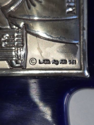 Blue Glass Cross with Silver Medallion