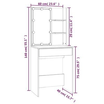 Dressing Table Set with LED White Engineered Wood