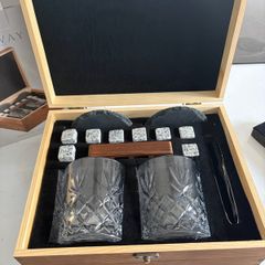 Galway crystal whiskey set - Dublin bus print in glass
