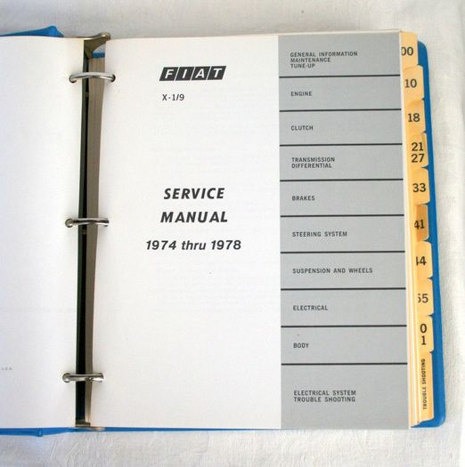 Fiat X19 Genuine Factory Service Manual (English)