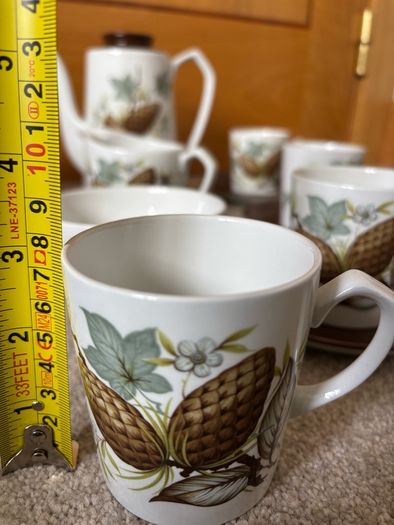 mid-century 15-piece Alfred Meakin coffee set in the "Fir Cone" (or "Hedgerow")