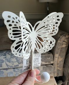 2 x New Lovely 3D Cream Butterfly Hooks Pierced Metal