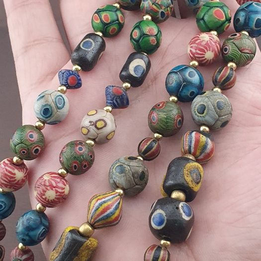 Ancient Gabri Thousand Eyes Glass Beads Necklace 26inches
