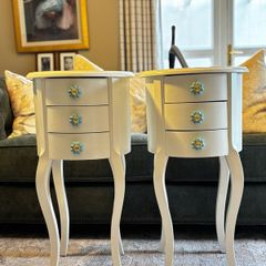 Two Refurbished, Wooden, Vintage Bedside Tables