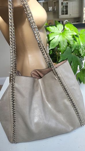 ALDO grey with silver chain shoulder straps bag