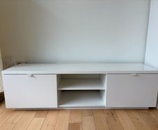 BYS TV bench, high-gloss white, 160x42x45 cm