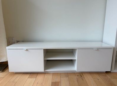 BYS TV bench, high-gloss white, 160x42x45 cm