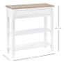 Console Table, 3-tier Hallway Table with Drawer and 2 Open Shelves, Retro Entry Table for Shoe Storage, White Image 2