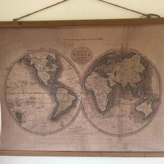 Vintage canvas map of the world