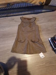 girls brown dogtooth dress from mothercare