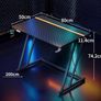 Gaming Table with Cup Holder and Headphone Hook, Double Z Frame Design Computer Desk Carbon Fiber Black 80 cm Image 3