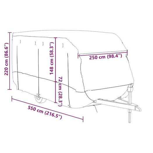Caravan Cover Grey 550x250x220 cm