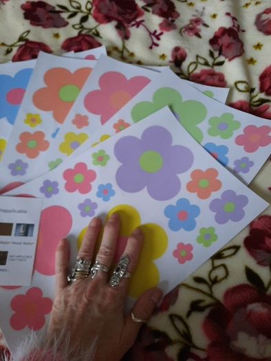 7 sheets of pastel flower decals