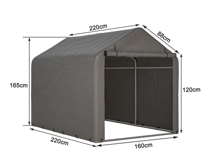 Garden Storage Tent Waterproof Anti UV Steel Frame PE Cover Grey 2.2 x 1.6M