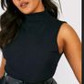 BNWT Boohoo black rib roll neck sleeveless top size UK16/18 EU44 /46 Postage included Image 2