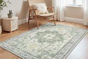 Machine Washable Rugs Living Room, 120x170cm, Vintage Rug, Boho Area Rugs, Non-Slip Carpet, Low Pile, Non-Shedding, Traditional Oriental Printed Design, Dining Room, Home Office, Bedroom