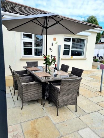 Rattan Fuji table, 8 chairs & coffee table