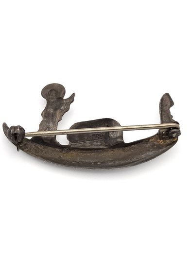 Vintage 925 Sterling Silver & Marcasite Gondola Brooch