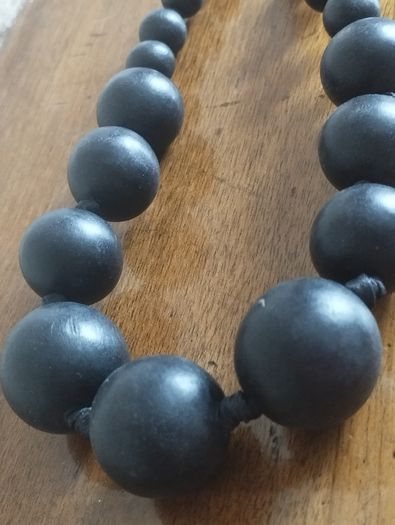 Vintage black wooden necklace.