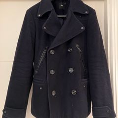 Navy wool blend coat
