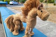 Very cute handmade jute horse figurine 28cm tall