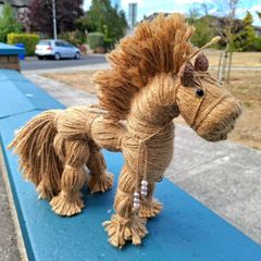 Very cute handmade jute horse figurine 28cm tall