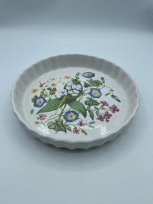 Vintage Heron Cross Pottery Ceramic Quiche Flan Dish Floral Made in England