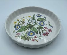 Vintage Heron Cross Pottery Ceramic Quiche Flan Dish Floral Made in England