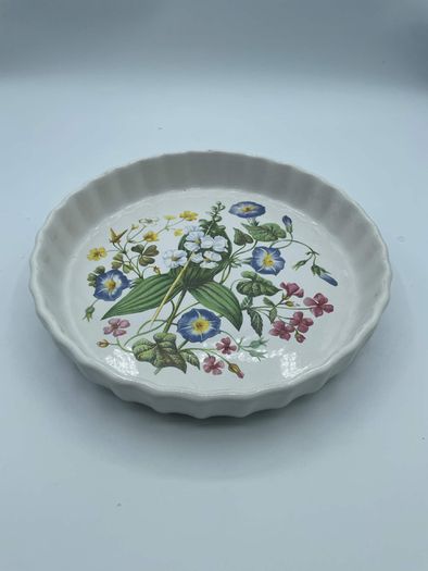 Vintage Heron Cross Pottery Ceramic Quiche Flan Dish Floral Made in England