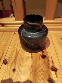 Unusual black / grey vase - stamped V W