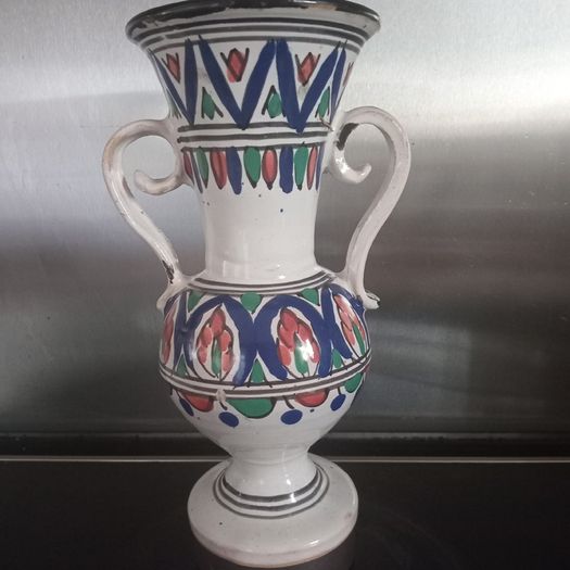 Vintage Portugese Crafted Artisan Hand Painted Vase